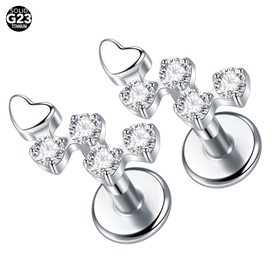 Body Jewelry Flat Back - Boucles d'Oreilles en Titane pour Femme,