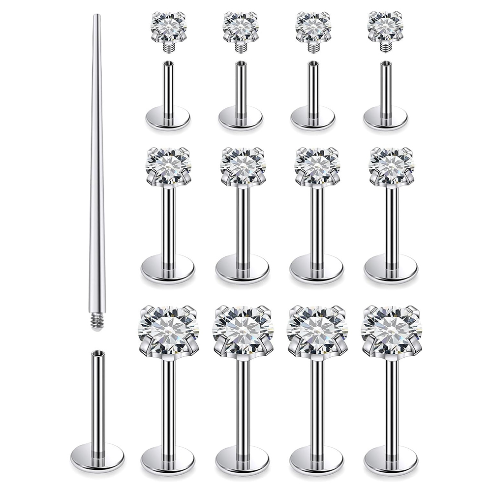 Body Jewelry Flat Back - 13 pièces Labret Piercing ensemble acier