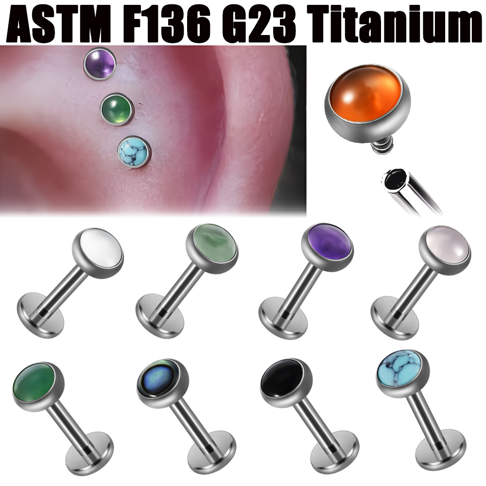 Body Jewelry Flat Back - 1PC 16g G23 titane cristal &