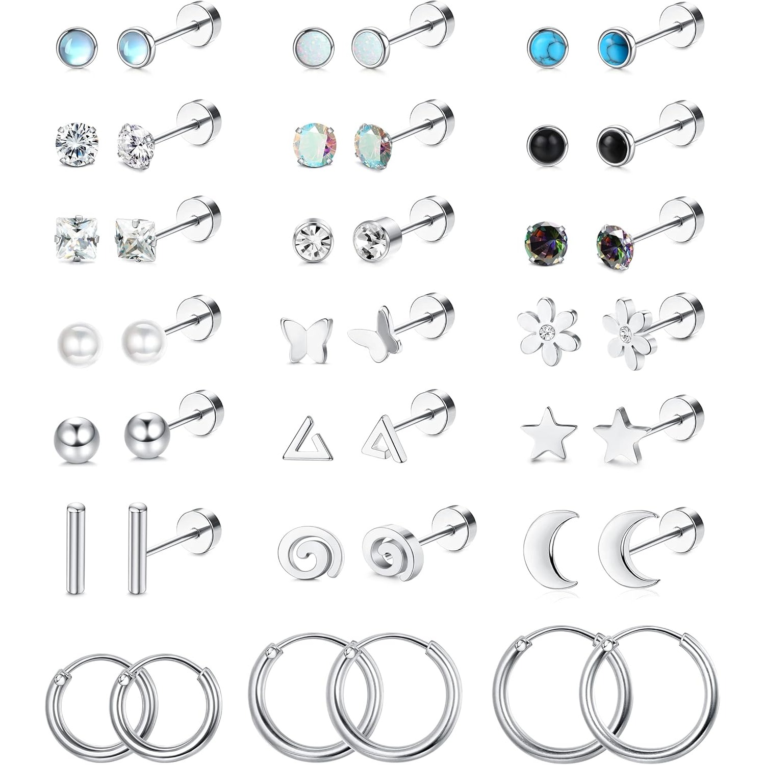 Body Jewelry Flat Back - FASACCO 1 paire de boucles d'oreilles